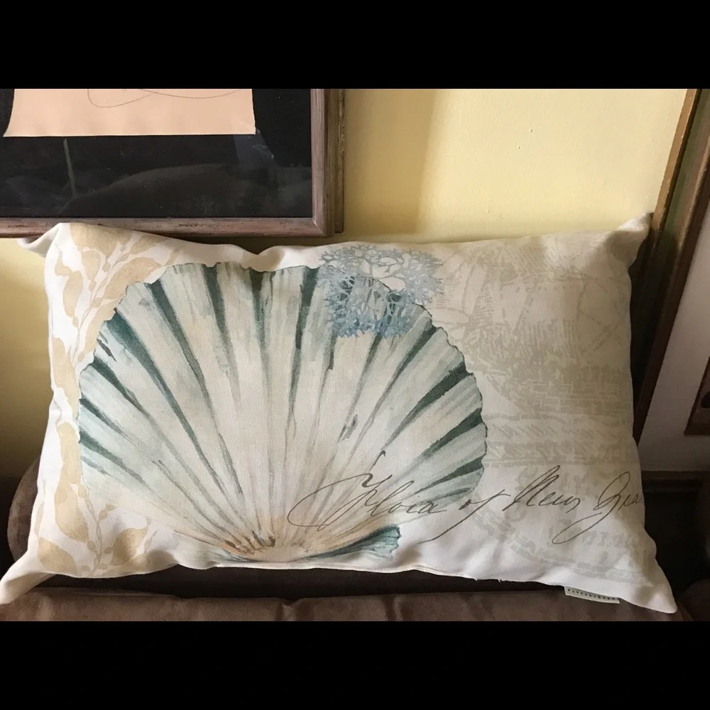 Coastal Shell Accent Pillow in Seafoam Green